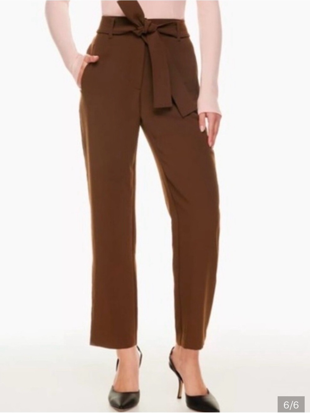 Wilfred Brown Tie-Waist Straight Leg Pants